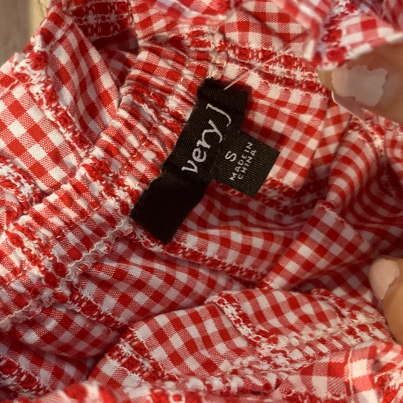 Very J red gingham off the shoulder top - Picture 5 of 6